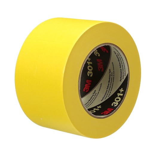 3M 301+ High Performance Masking Tape, Yellow, 3 in x 60 yds – High Performance Holding and Masking Tape for Automotive, Speciality Vehicle and Industrial Markets, Case of 12