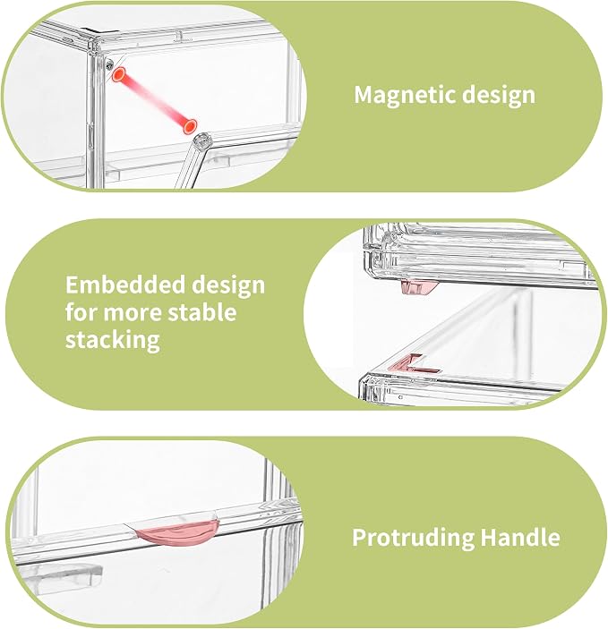 Acrylic Display Case for Collectibles, 3 Tier Figure Display Box 2 Pack | Clear Stackable Display Stand with Magnetic Door, 2 Movable Plates, Small Easy Assembly Showcase for Mini Action Figures