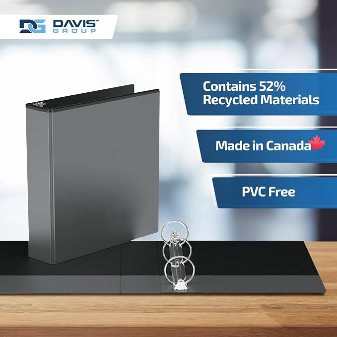 Easyview 3-Ring Binder, Clear-View Cover, 2" Round Rings, 6 Pack | Heavy-duty binder, fits 8.5" x 11" paper, black, customizable cover, made in Canada, ideal for school or office use