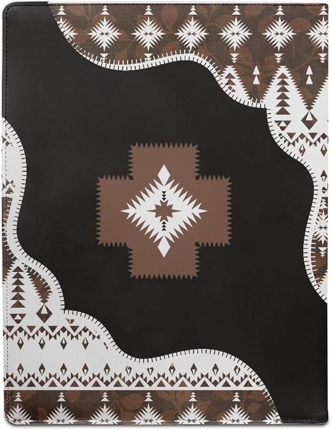 Dreaweet Aztec Leather Portfolio, Southwestern Native American Padfolio for Women & Men, Binder & Business Organizer