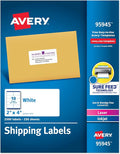 Avery® Printable Shipping Labels, Sure Feed® Technology, 2" x 4" Customizable Stickers, White, 2,500 Blank Mailing Labels, Great for Mailing, Shipping, and More (95945)