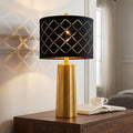 24" Modern Table Lamp for Living Room Bedroom Black Grid Shade | Gold Nightstand Resin Lamps Contemporary Desk Lamps for Bedside End Tables, 2 Bulbs Included (Gold)