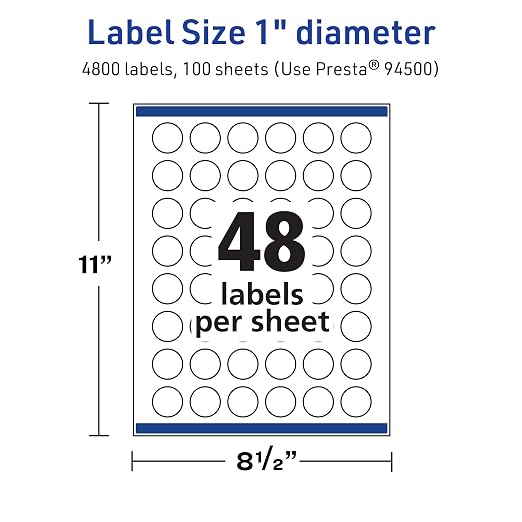 Avery® TrueBlock® Matte White Round Labels, Sure Feed® Technology, 1" Diameter, 4,800 Matte White Labels, Print-to-The-Edge, Laser/Inkjet Printable, Great for Product Merchandising Stickers