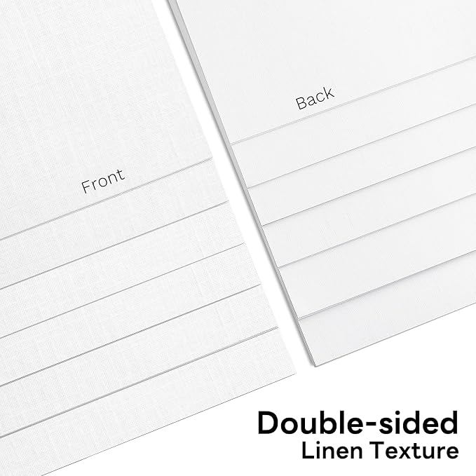 5x7 White Linen Paper 80lb Textured Cardstock | Goefun 100 Sheets Wedding Invitation Cardstock Linen Paper for Printing, Invitations, Arts & Crafts and Business Cards
