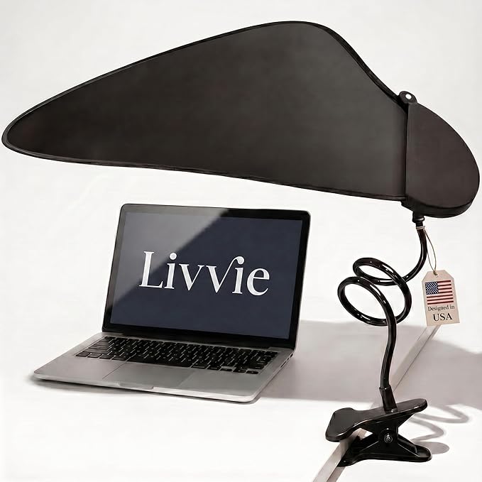 Livvie Desk Shade – Clip-On Cubicle Shade Block Overhead Lights and Glare
