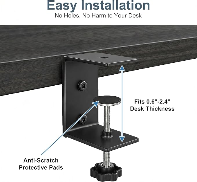 Desk Extender Tray, 24" x 12" Clamp On Desk Extension Shelf with Drawer | Desk Extension Ergonomics Keyboard Extender Tray, Table Desk Armrest Support for Office Home Workstation Organizer, Black
