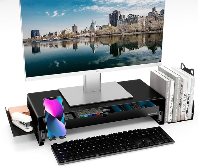 Heavy Duty Metal Monitor Stand, Strong Support Desk Organizer with Drawer