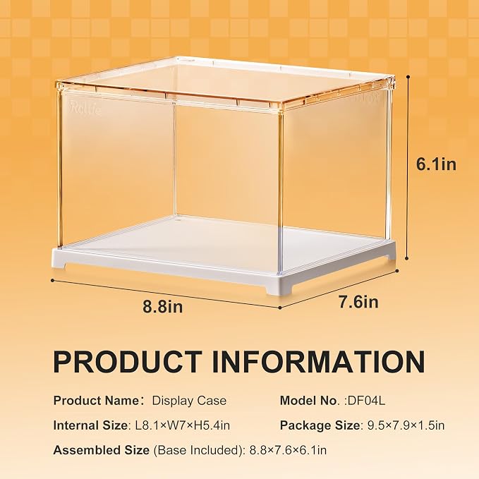 Rolife Dust Cover for DIY Miniature House, 8.8 x 7.6 x 6.1 Inches Clear Acrylic Display Case for Specific Mini Dollhouse Kits, Transparent Protective Showcase for Collectibles & Action Figures