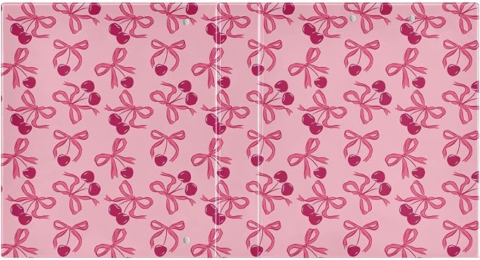 3 Ring Binder Cherry Bow 1.5 Inch Binders Letter Size Cute Decorative Hardcover with 3 Interior Pockets Y2K Preppy Pink Binder Organizer for Home School Office Supplies