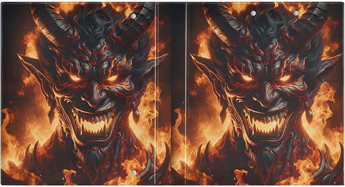 Custom 3 Ring Binder Demon Flames 1.5" Round Ring Binders Personalized Name View Binder with 200 Sheet for Women Men Office Kids School Supplies, 1 Pack