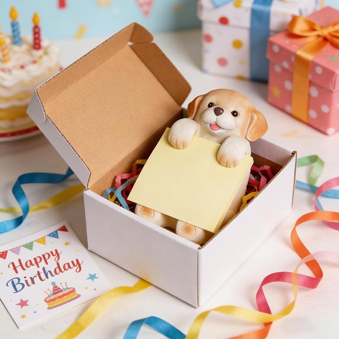 Dog Pop-Up Sticky Note Dispenser for 3x3 in Notes, Labrador | Includes 100 sheets, handmade resin desk decor for office, home or classroom; gift for teachers, coworkers and dog lovers