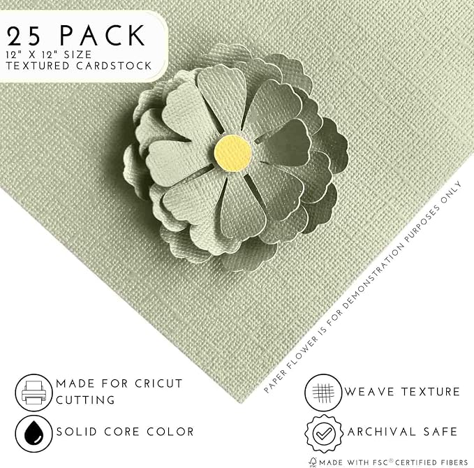DESERT ALOE—12x12 Textured Cardstock | 80lb Textured Green Scrapbook Paper | Premium Cardstock for Cricut Cutting | 25 Sheets