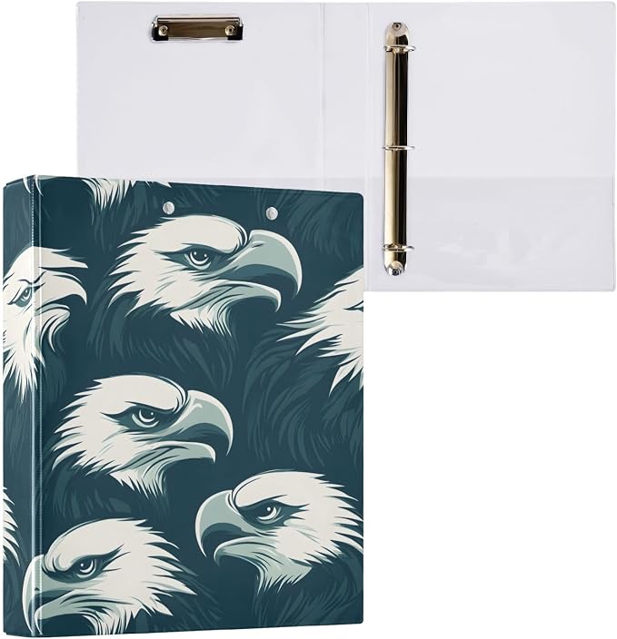 3 Ring Binder Eagles Head 1.5" Round Ring Binders View Binder with 200 Sheet for Kids School Supplies Women Men Office, 1 Pack