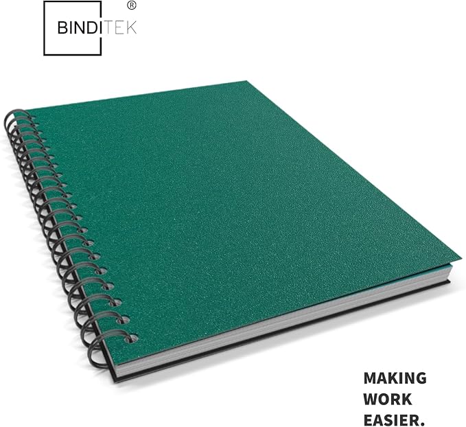 Binditek 12 Mil Sand-Textured Binding Covers, Letter Size, Green, 25 Pack | Plastic Binding Covers, 8.5" x 11", Subtle Matte Finish, Square Corners, Unpunched, Ideal for Business Reports and Proposals
