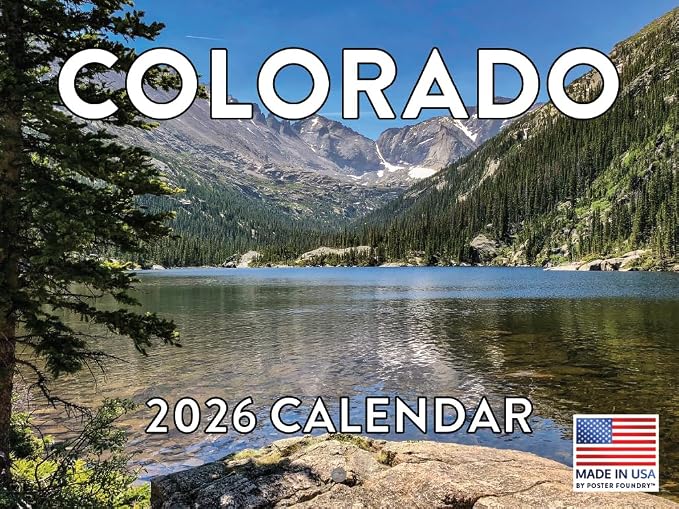 Colorado Calendar 2026 Wall 12 Month Monthly CO Scenic Souvenirs Coloradan Themed Gifts | American Made In The USA
