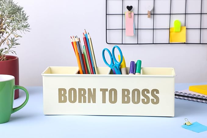 DUDKI Home Present Desk Organiser 4 compartments Decorative Pen Pencil holder/Vanity Kit/Travel Box/Makeup Box/Cosmetic Box/Storage Box/knife Holder/Spoon Holder-Gift Office Desk Décor