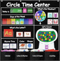 Circle Time Learning Center Classroom Pocket Chart, Educational Teaching Materials with Cards for Preschool, Learning Calendar Weather Letter Rhyme Color Shape Counting Number etc, (Black)