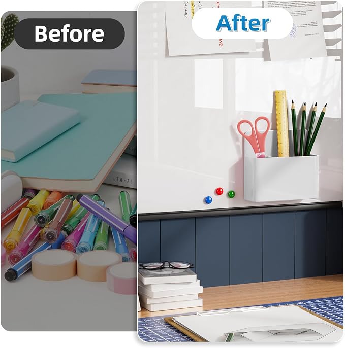 Mabrasse 10p Magnetic Dry Erase Marker Holder,Pen and Eraser Holder for Whiteboard, Magnet Pencil Cup Utility Storage Organizer for Office, Refrigerator, Locker and Metal Cabinets (10 Pack)