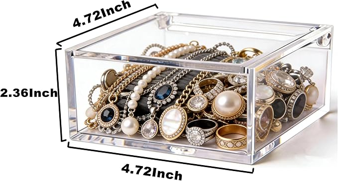 KissYou Acrylic Box with Lid Clear Storage Contanier Coffee Pod Holder Organizers Accessories Small Acrylic Box with Hinged Lid