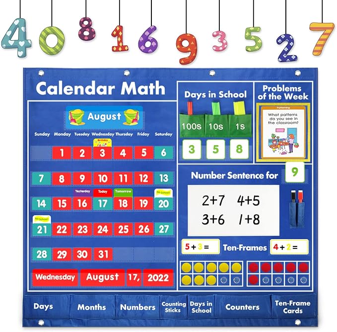 Boczif Math Calendar Classroom Pocket Chart, Classroom Must Haves