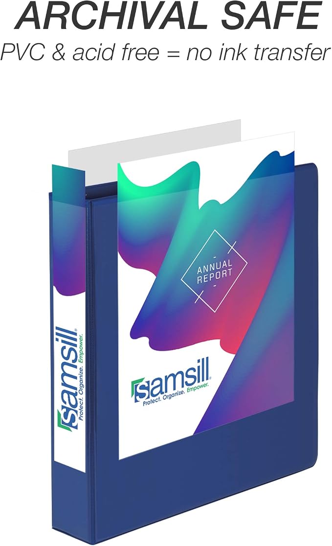 Samsill Durable 1.5 inch 3 Ring Binder, D Ring Binder, 100% Recycled Chipboard, Blue