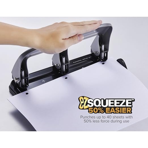 Bostitch Office PaperPro inPRESS 40 Reduced Effort 3-Hole Punch, 40 Sheets, Silver (2240)