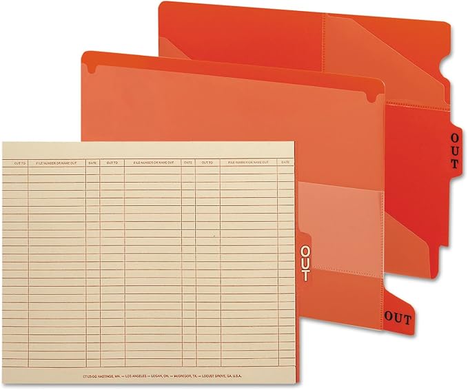 Smead End Tab Poly Out Guide, Two Pocket, Bottom Position Tab, Letter Size, Red, 25 per Box (61950)