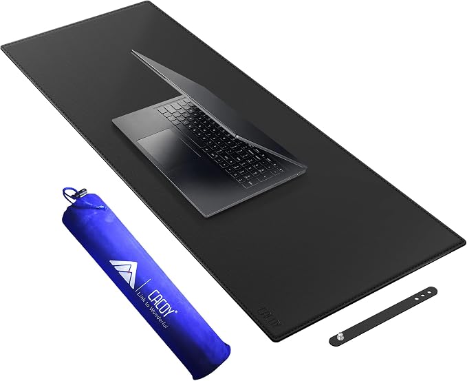 Cacoy 40"x16" Leather Desk Pad Blotter Black, Desk Mat for Keyboard & Mouse | PU Leather Desk Blotters Waterproof Desk Protector Mat Non-Slip Gaming Computer Mouse Pad Large Writing Pad Office Desk Decor