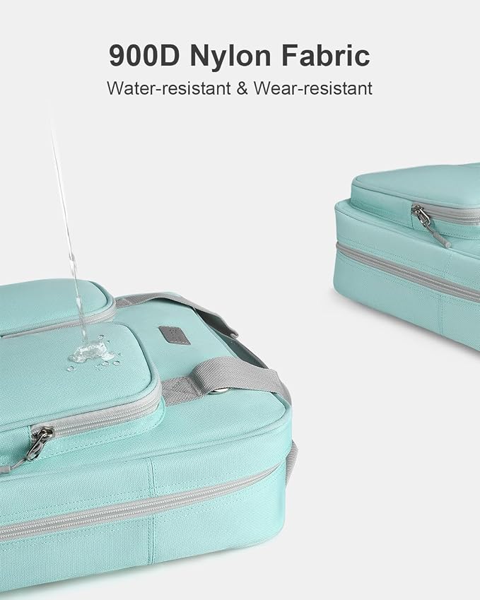 3 Inch Zipper Binder 3 Ring with Shoulder Strap & Multi-Pocket | Binder with Zipper Holds Up to 700 Sheets for Office School, Compatible with 13” MacBook Laptop ipad, Light Blue
