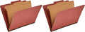 Amazon Basics Classification File Folder, 1 Divider, 2" Embedded Fasteners, Letter Size, 100% Recycled Material, Red, 10 Count (Pack of 2)