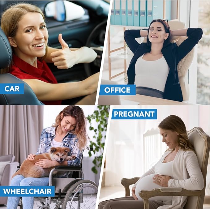 Lofty Aim Lumbar Support Pillow for Car, Memory Foam Lumbar Pillow for Lower Back Pain Relief - Back Cushion for Driving, Chair Support for Car-Office Chair, Wheelchair - Black&Gray