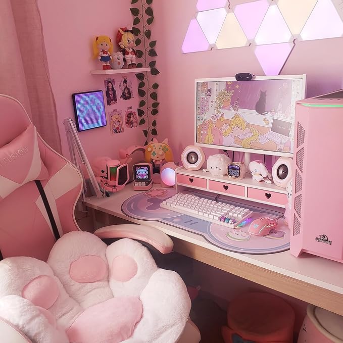 Cute Monitor Stand Kawaii Desk Organizer Cute Desk Organizer with Drawers Monitor Riser Computer Stand