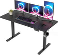 DESINO Standing Desk, 55 × 28 Inches Electric Height Adjustable, Sit and Stand Up, Computer Office Desk with Splice Board, Black Frame/Black TOP