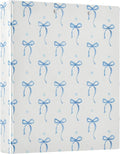 Blue Bow Round Ring Binders 1.5 Inch Ribbon Bow Knot 3 Ring Clipboard Binder for Office School Work Supplies File Folder 200 Sheet Capacity