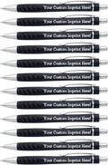 ExpressDesigns™ - Your Name or Imprint on our Custom Printed Addison Ballpoint Pen - Rubber Grip For Writing Comfort And Control, black ink, medium point - 12 Pack (Black)