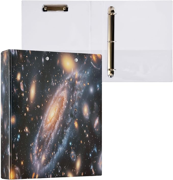 ALAZA 3 Ring Binder Galaxy Universe Space Clipboard Round Ring Binder Holds 1.5 Inch Three Binders Heavy Duty Binders for Office Supplies, 1Pack