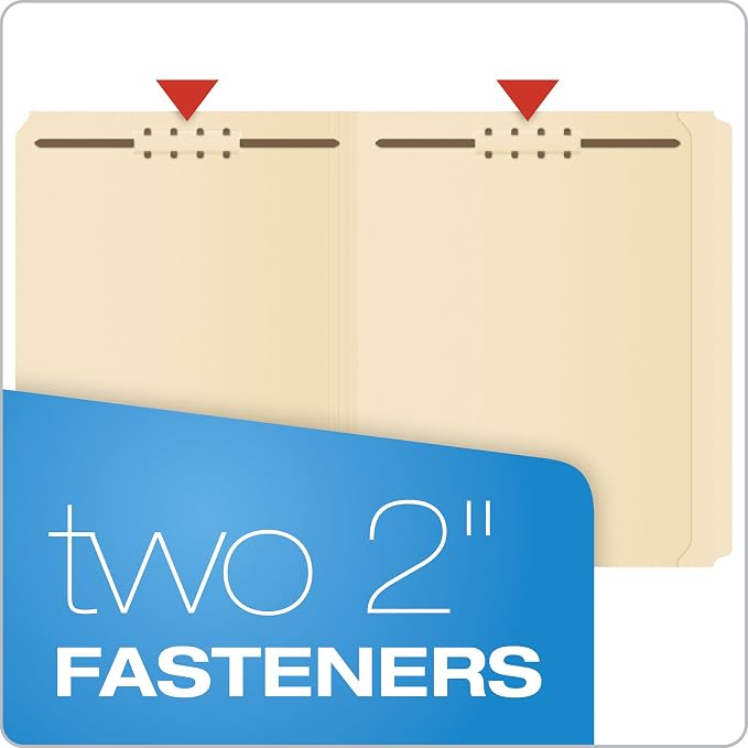 Pendaflex Manila Fastener Folders, Letter Size, 2 Fasteners, Straight Cut, 50/BX (FM212)