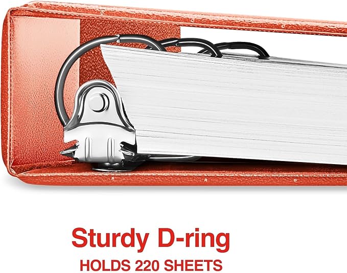 Staples Standard 1-Inch 3-Ring View Binder, Orange, 220 Sheets | Compact binder for office, school, and home document organization.