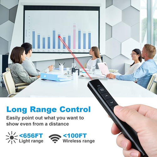 (2 Units) Wireless Presenter Remote, Presentation Clicker with Hyperlink & Volume Remote Control PowerPoint Office Presentation Clicker for Keynote/PPT/Mac/PC/Laptop