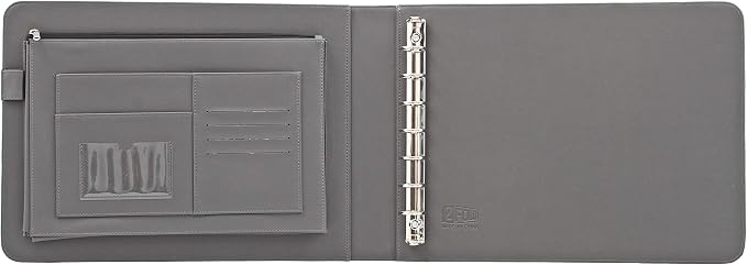 2Fold Business Check Binder 7 Ring for 3-Up Business Size Checks with Extra Business Card Case - PU Leather Deluxe 7 Ring Checkbook Binder Portfolio with 600 Check Capacity and Storage