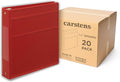 Carstens 1.5-Inch Heavy Duty 3-Ring Binder - Side Opening, Brick Red, Durable Plastic, No-Gap Rings, Waterproof Cover, No Pockets, Holds 250 Letter Sheets, BPA-Free, Made in USA (2049-3R), Case of 20
