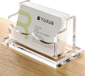 YUXUN Acrylic Business Card Holder for Desk, Business Cards Holder Organizer for women, Clear Business Card Display Stand, 8mm Thicken Acrylic Base, 50+ Business Cards for Office Exhibition Home