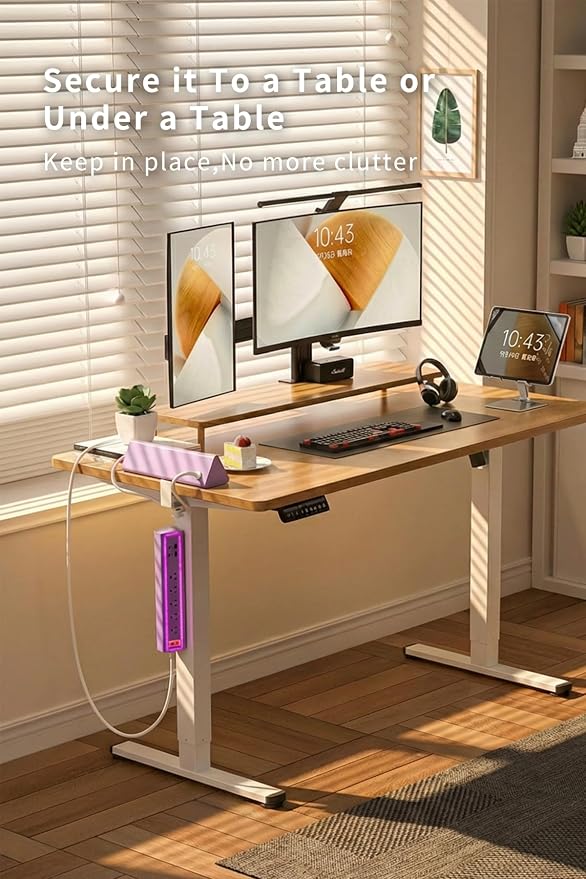 Desk Clamp Power Strip with Nightlight, 40W Fast Charging, 10FT Extension Cord, 4x20W USB-C & 2 USB Ports, 5 AC Outlets, Fits 1.69-Inch Table Edges
