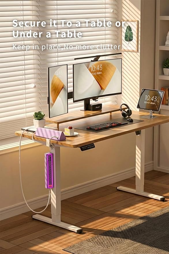 Desk Clamp Power Strip with Nightlight, 40W Fast Charging, 6FT Extension Cord, 4x20W USB-C & 2 USB Ports, 5 AC Outlets, Fits 1.69-Inch Table Edges