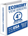 Samsill 4 Inch 3 Ring Binder, Economy Round Ring, Clear View Cover, 675 Sheet Capacity - for School, Office, Home - Pearl White