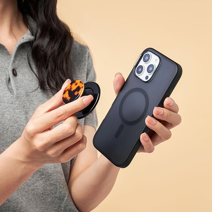 PopSockets Phone Grip for MagSafe, Magnetic Holder- Tortoise | Removable, For Kindle / Android / iPhone, With Magnet, Tortoise, Shell, iPad, Removable, Popper