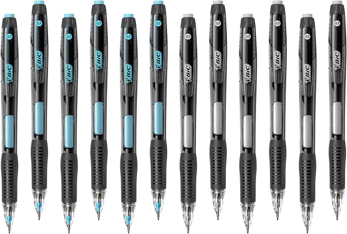BIC Break Resistant Mechanical Pencils, No. 2 Medium Point, 12-Count | Includes Erasers, Ideal School Supplies for Students and Teachers, Features Break-Resistant Lead and Contoured Grip