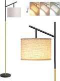 EDISHINE Black Gold Modern Floor Lamps for Living Room, Arc Standing Lamp | Bulb Included, 3 Color Temperatures, Flexible Lampshade, Foot Switch, Weighted Base, Tall Light for Office, Bedroom