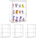LXLXXL Acrylic Display Case 3 Tier Wall-Mounted for Collectibles,4 Pack | Dual-Use Tabletop＆Wall Mount with Adhesive Buckles, Magnetic Door, 3 Removable Partitions,Tool-Free Assembly for Collectibles