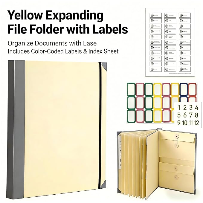 GANGZI The Life Book Document Organizer Binder | Binder with Guided Labels, Acid-Free File Folder Organizer,Document Holder for Home Records, Legal and Medical Papers (Beige)